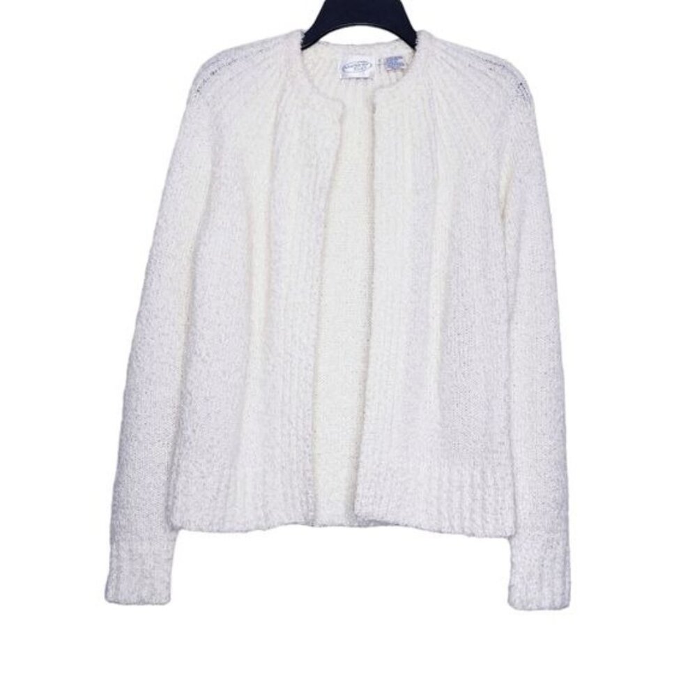 Vintage Northern Isles Cream Knit Open Front Cardigan Sweater Women's Medium